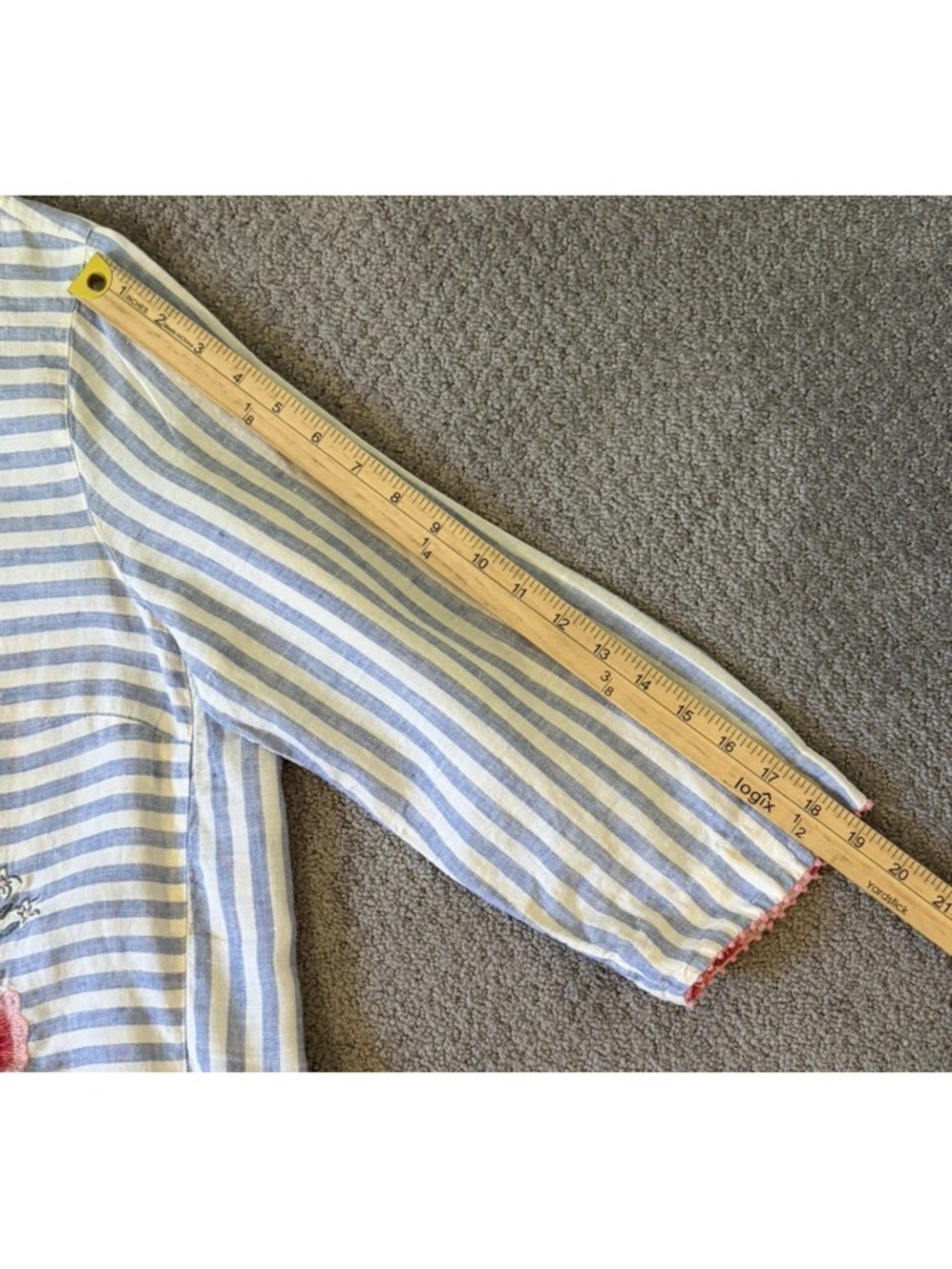 J. Jill Love Linen Embroidered Striped Floral Top Size L - Picture 13 of 13